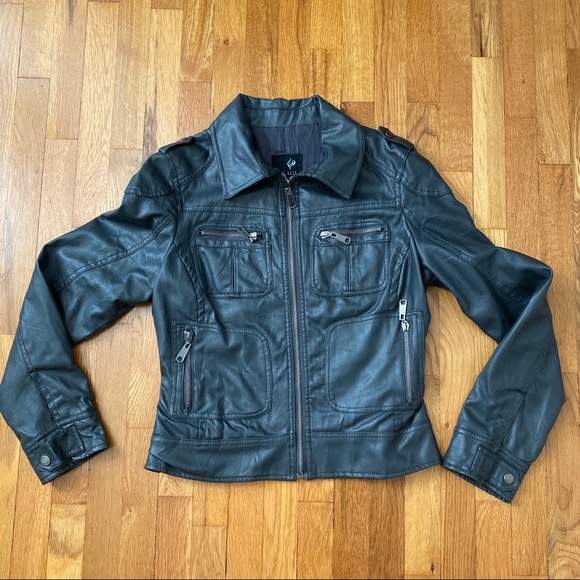 Faux Grey Leather Jacket - Picture 5 of 9